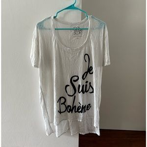 NWOT Chaser Je Suis Boheme white t-shirt